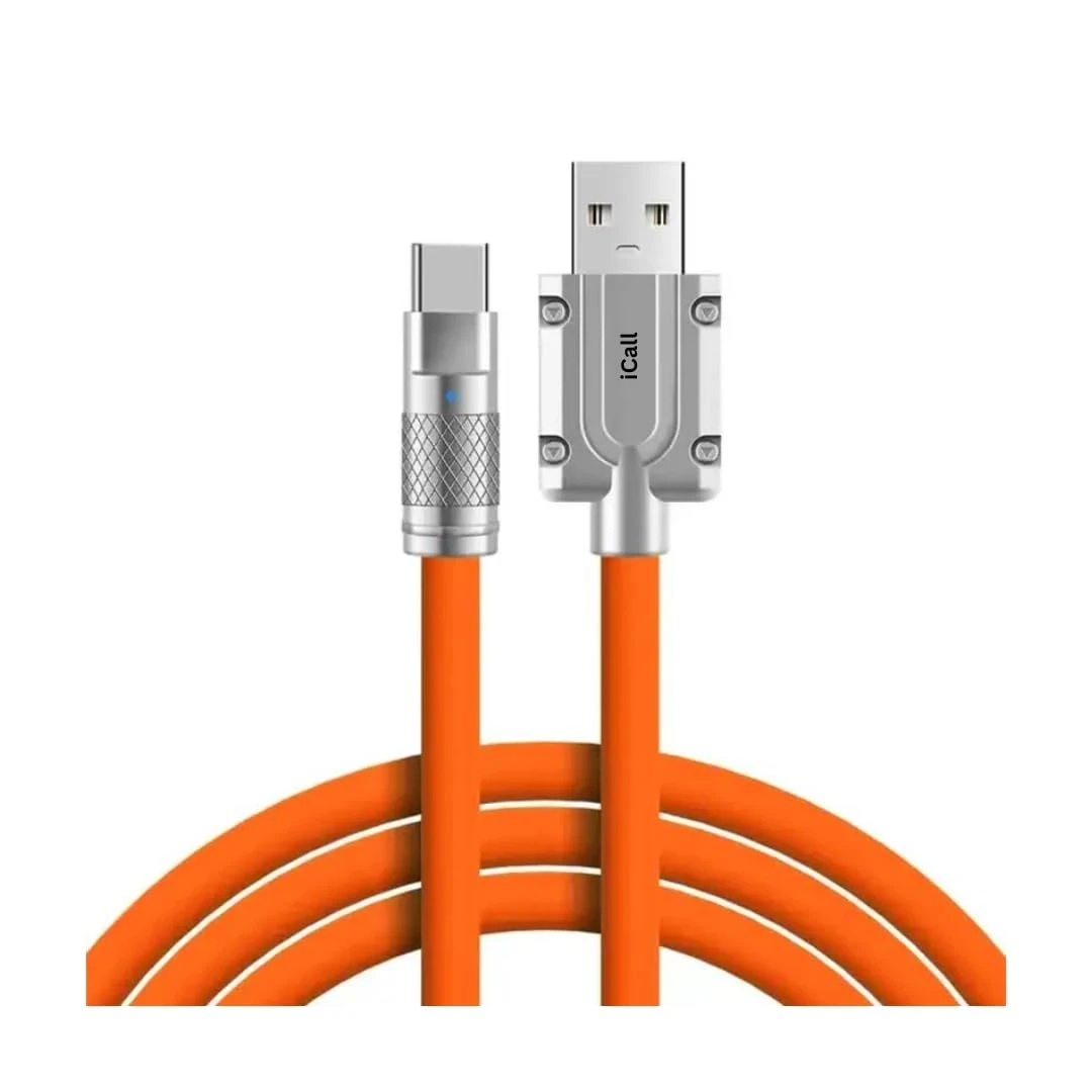 120w Type A to Type C Cable with Metal Connectors |120W Fast Charging and 480Mbps Data Transfer Speed |1.2m Silicone Cable