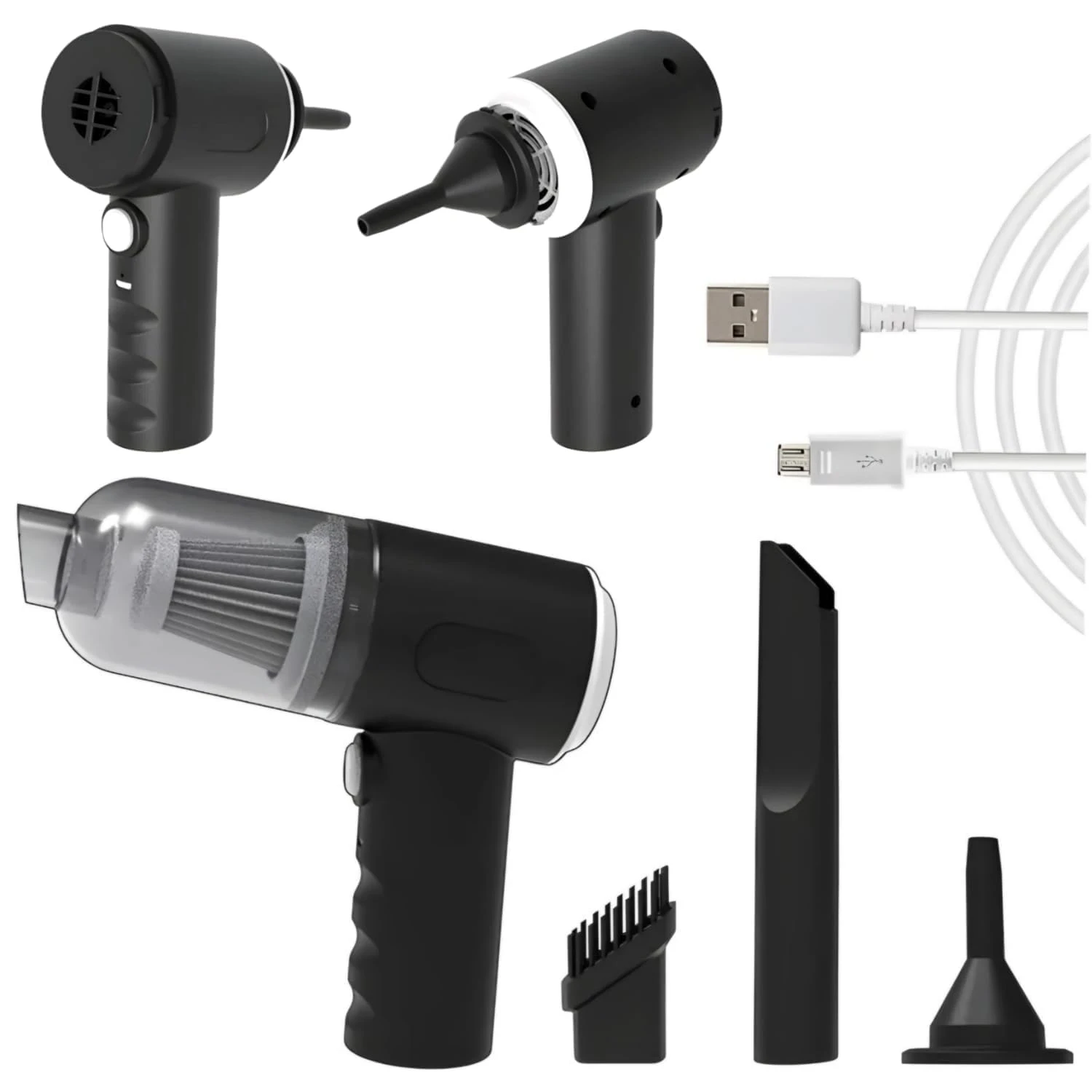 Car Vacuum Cleaner 3 in 1 with 3 Attachments & Blower | Cordless Handheld Vacuum Cleaner for Wet & Dry Cleaning for Home/Office/Car/Keyboard/Travel/Sofa/Office (Black.)