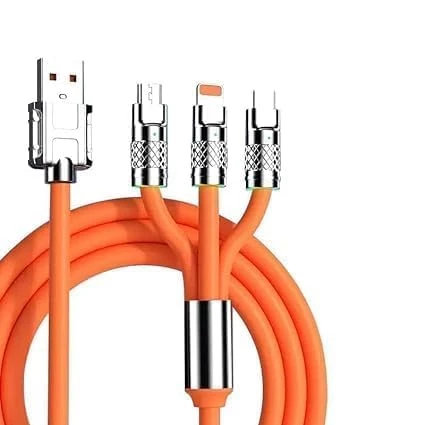3-in-1 Fast Charging Cable, 120W, USB Type-C/Micro- / lightning USB, Orange