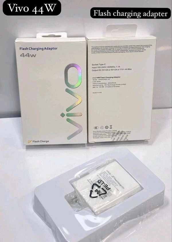 Vivo 44W Flash Charger Compatible For Vivo Mobiles Fast Charging For Your Devices Vivo Only Adapter (White)