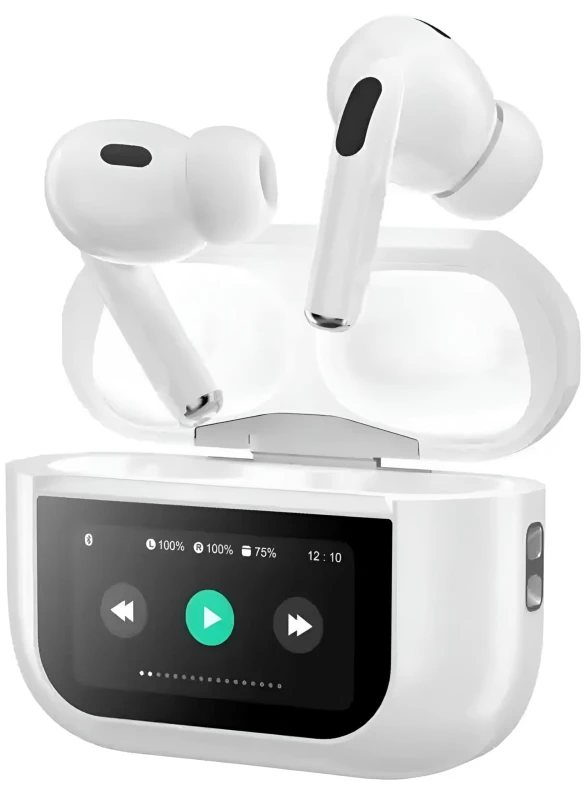 Airpods pro 2nd gen Clone Wireless Earbuds with LED Display Case, Touch Control, Bluetooth, Music Player Controls, White