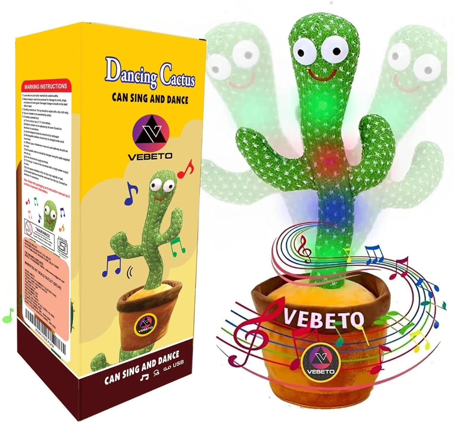 Talking Cactus Toy for Kids - Musical Dancing, Speaking Cactus Toy for Babies – Educational Talking Toy for Baby Boys & Girls (0-3 Years) – Speaking, Repeating for Toddlers