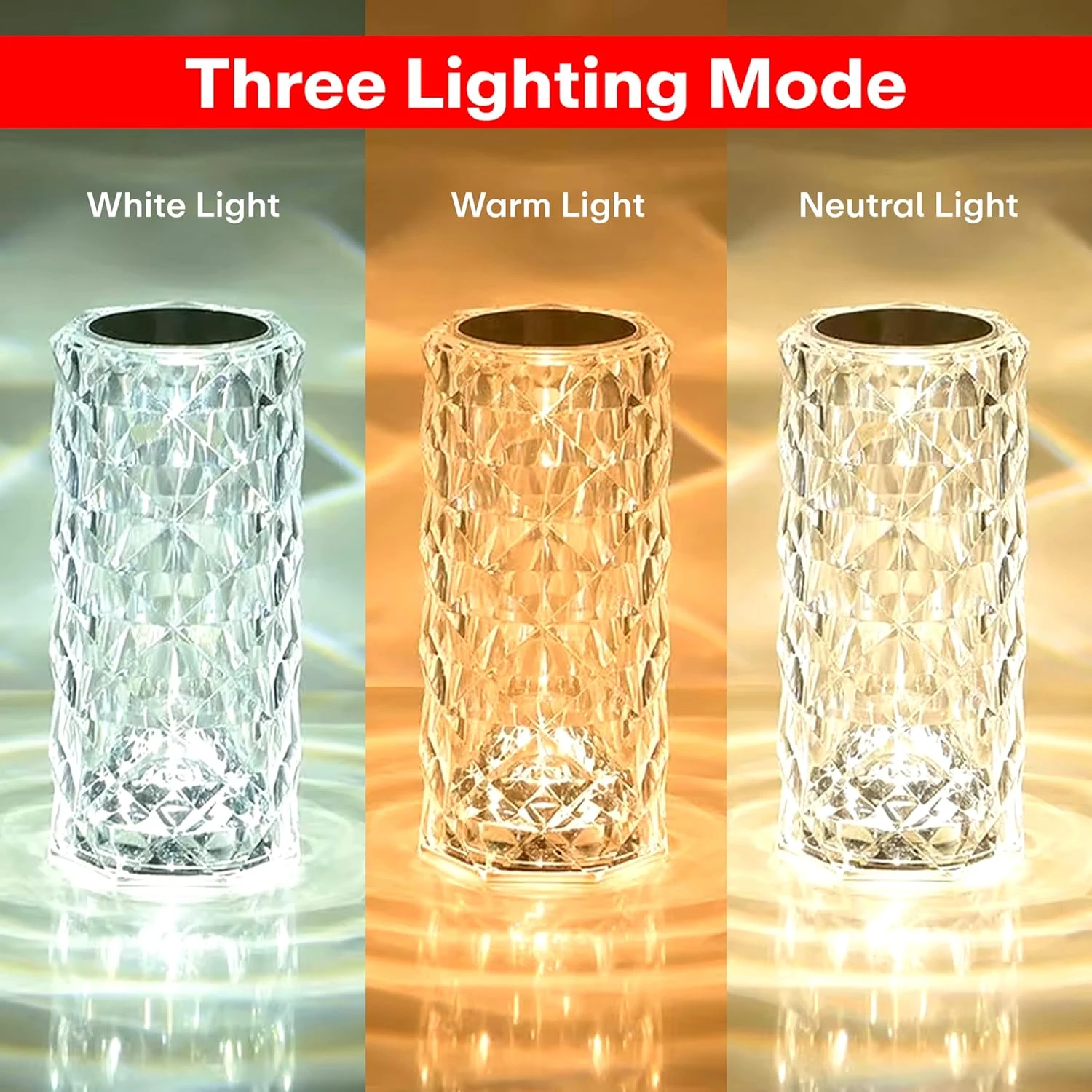 Crystal Lamp,16 Color Changing Rose Crystal Diamond Table Lamp,USB Rechargeable Touch Bedside Lamp Night Light with Remote Control, for Bedroom Living Room Party Dinner Decor,Led