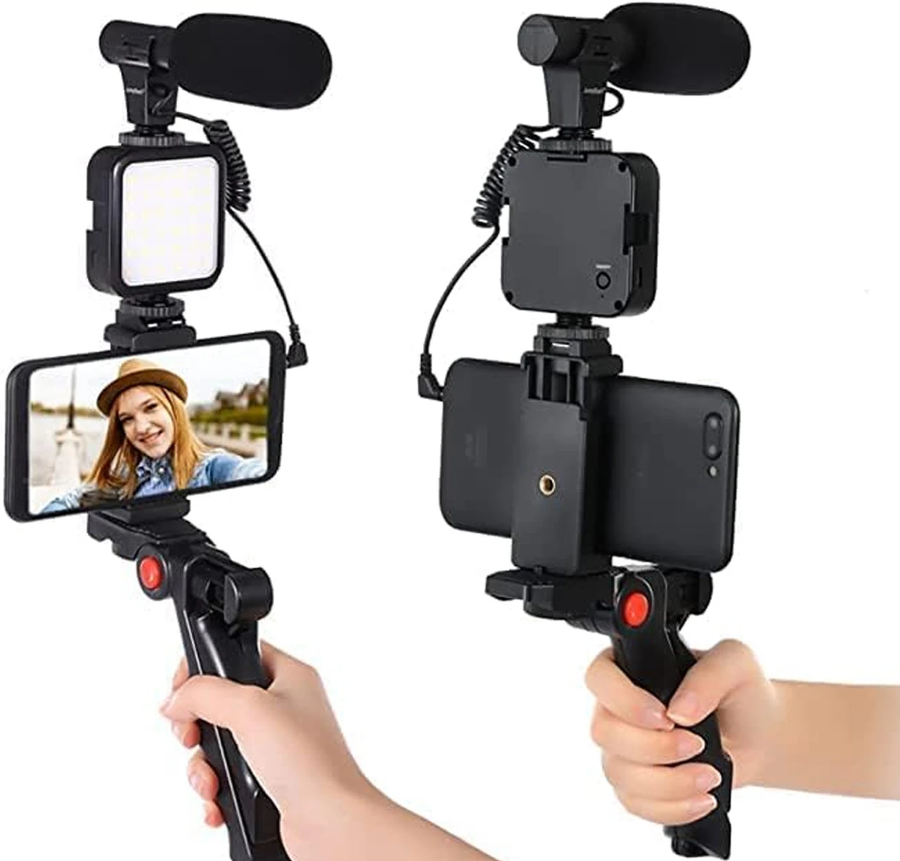 Video Making Kit AY-49 Vlogging Kit, Phone Tripod + LED Light & Mic for Classes & Streaming Tripod