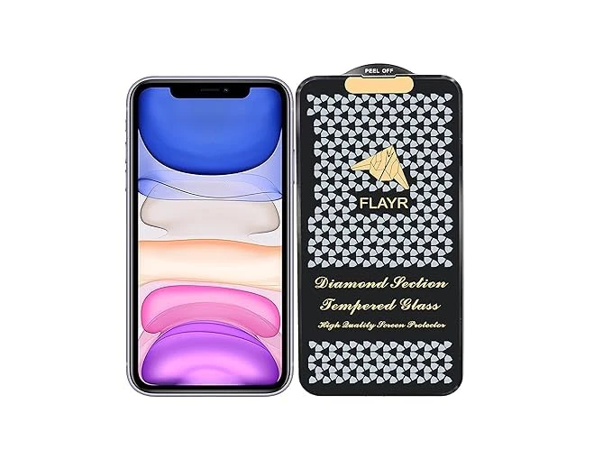 Flyer Diamond Tempered Glass Guard Protector for iPhone (Transparent) Edge to Edge Full Screen Coverage, Black