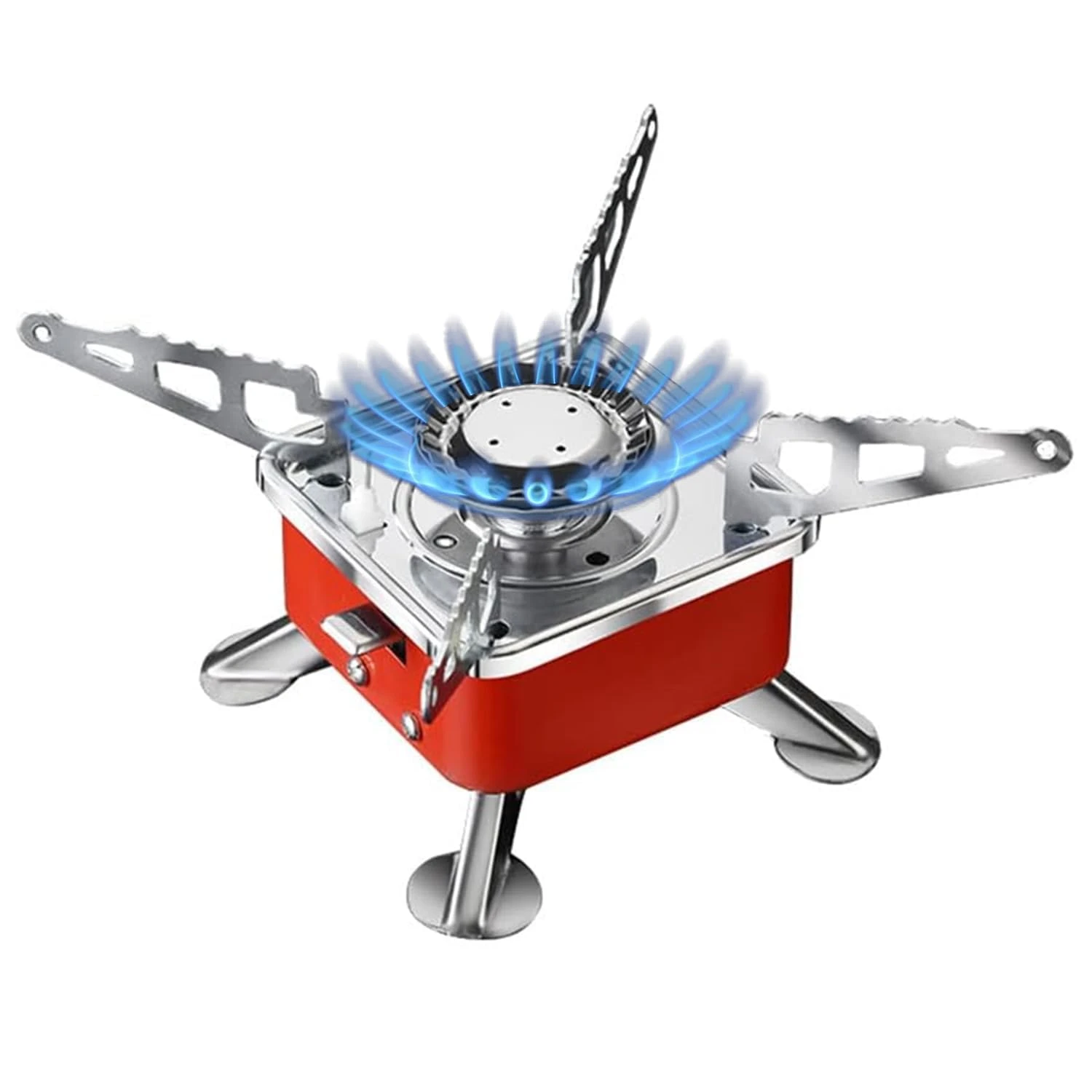 Portable Camping Gas Stove for Travel Stainless Steel Body Folding Furnace Cooking Stove Lightweight Gas Burner for Hiking, Outdoor Picnic & Emergency Cooking Use with Storage Bag
