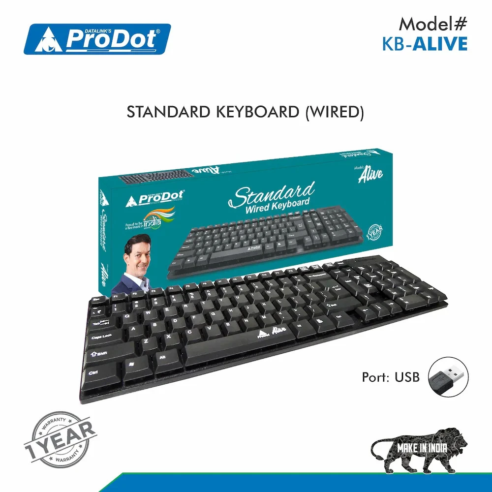 ProDot 207 USB Wired Keyboard/Spill Resistant /104 Keys - Keyboard for Computer/Laptop/Gaming Keyboard/Hindi Remington / 1 Year Warranty